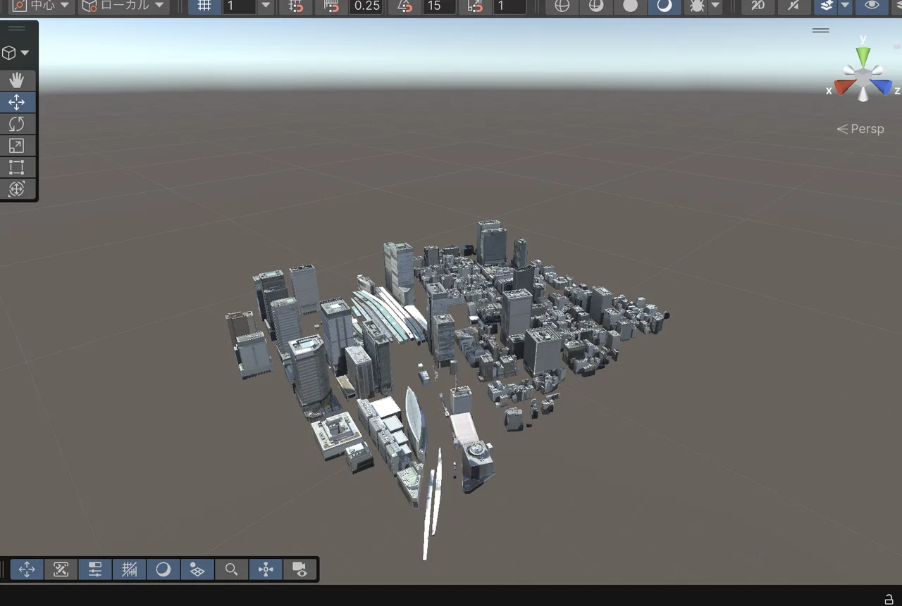 Unityに表示された、テクスチャ付きの東京駅・丸の内