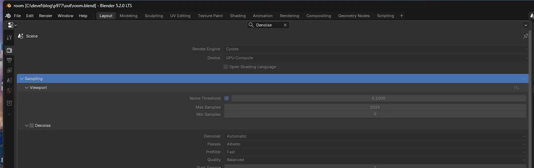 Blenderのノイズ除去設定パネル