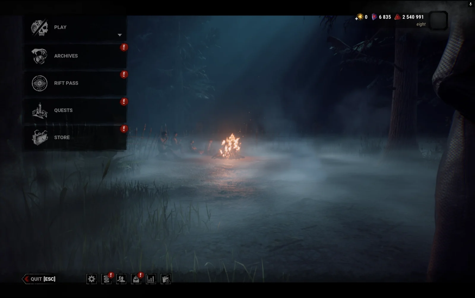 無料プランで入れたDead by Daylightのロビー画面。Macの画面にクラウド側のゲームが表示されている