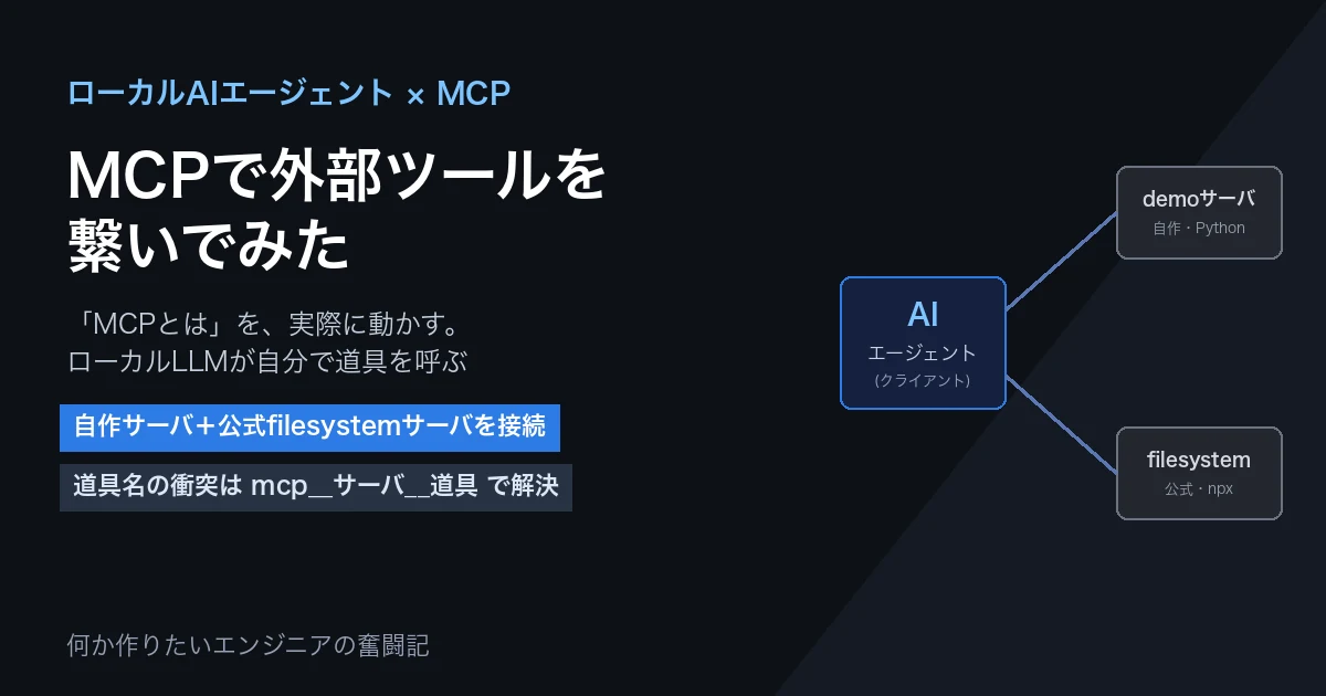 ローカルAIエージェントにMCPで外部ツールを繋いでみた