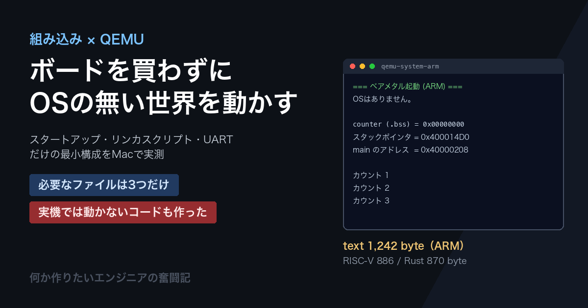 QEMUで学ぶベアメタル開発〜実機なしで始める組み込みプログラミング〜