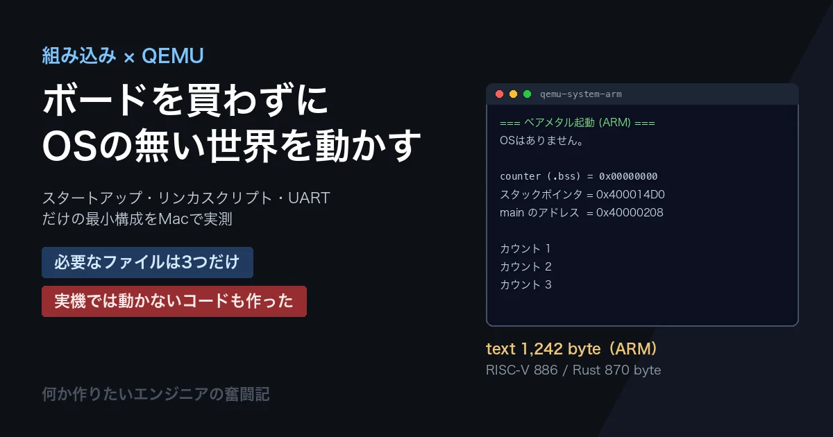 QEMUで学ぶベアメタル開発 実機なしで始める組み込みプログラミング