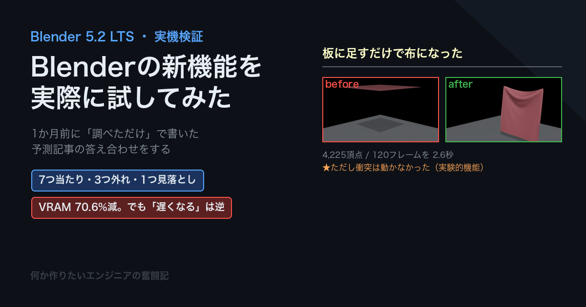 Blenderの新機能を実際に試してみた〜5.2 LTSで、調べただけの記事の答え合わせをする〜