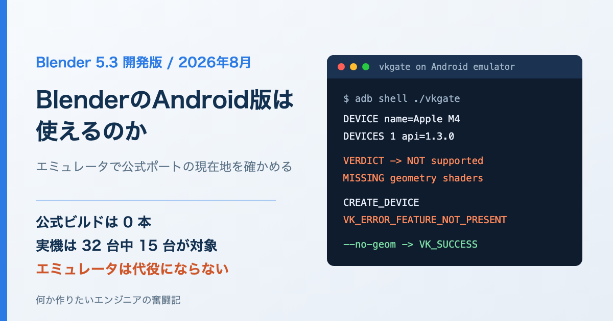 BlenderのAndroid版は使えるのか〜エミュレータで公式ポートの現在地を確かめる〜